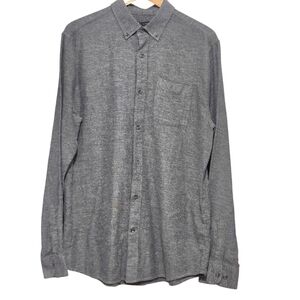 Le 31 By Simons Men's Gray Flannel Button Down  Long Sleeve Shirt  Size Large